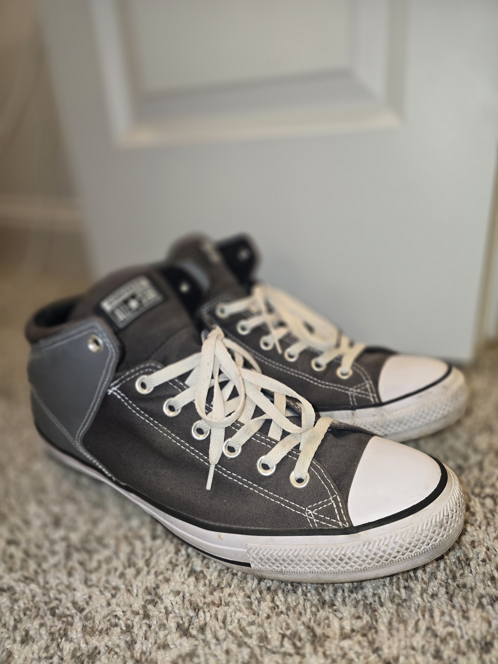 Converse Men's Gray and White Canvas High-Top Sneakers